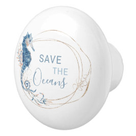 Coastal Zuhause Blue Aquarell-Zusammensetzung  Keramikknauf