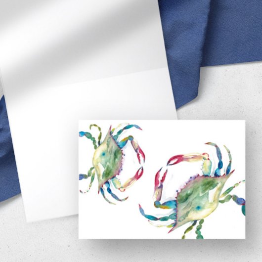 Coastcolor Blue Crab Cards Blank Inside Dankeskarte