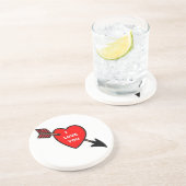 Coaster Arrow Thru Heart Red, i Love You Sandstein Untersetzer (Seite)