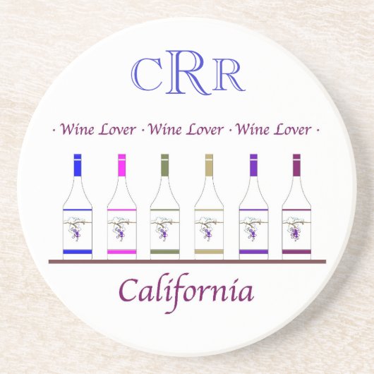 COASTER_CALIFORNIA WEIN-LIEBHABER, MONOGRAMM UNTERSETZER (Vorne)