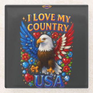 Coaster Design: I Love My Country - USA Glasuntersetzer