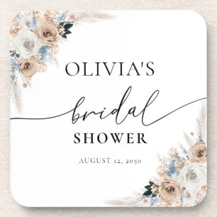 Coaster für Blumengetränke aus Elfenbein und Blaue Getränkeuntersetzer