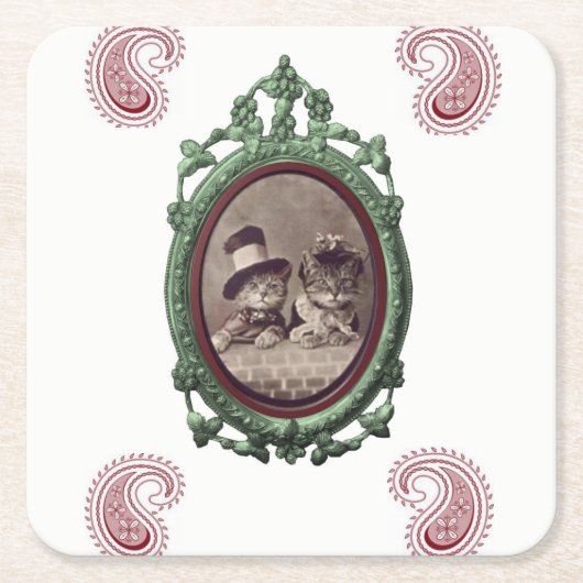 Coaster Katzen Rechteckiger Pappuntersetzer (Vorderseite)