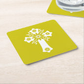 Coasters Floral Cross Yellow Rechteckiger Pappuntersetzer (angewinkelt)