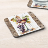 Coasters/ Porta copos/ Wine glass and Grapes Getränkeuntersetzer (Linke Seite)