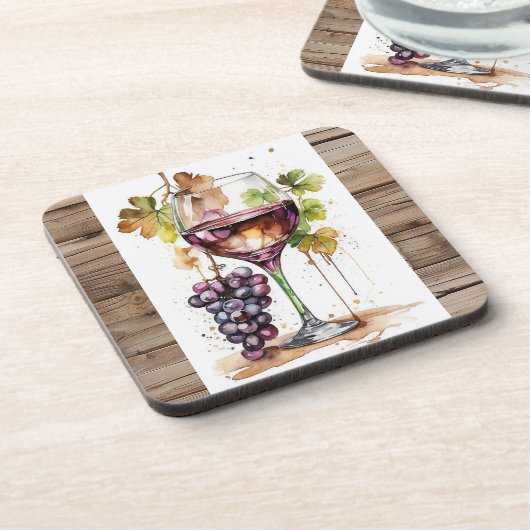 Coasters/ Porta copos/ Wine glass and Grapes Getränkeuntersetzer (Linke Seite)