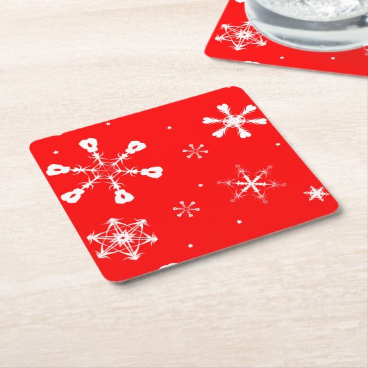 Coasters,- Schneeflocken -, Weihnachten Rechteckiger Pappuntersetzer (angewinkelt)
