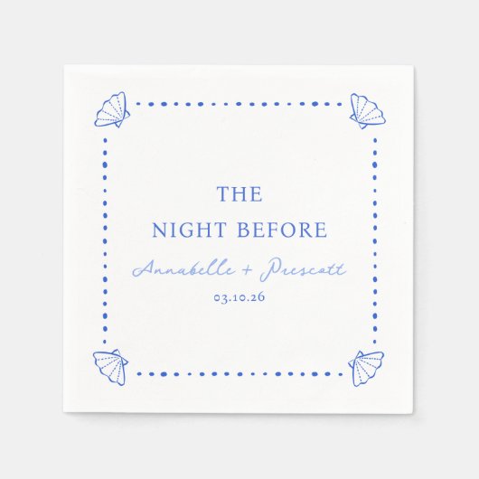 Coastle Chic Blue Personalisierte Probe Abendessen Serviette (Vorderseite)