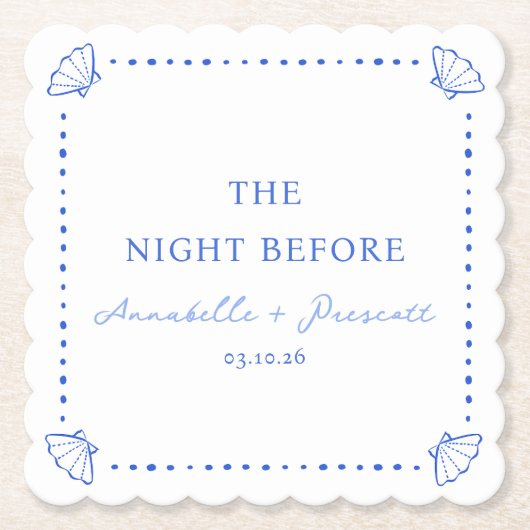 Coastle Chic Blue Personalisierte Probe Abendessen Untersetzer (Vorderseite)