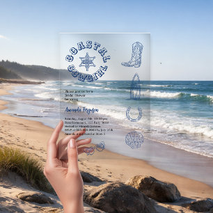 Coastle Cowgirl blaues Brautparty Acryleinladungen