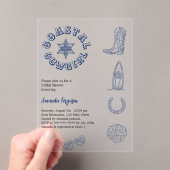 Coastle Cowgirl blaues Brautparty Acryleinladungen (Insitu (Handheld))