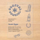 Coastle Cowgirl blaues Brautparty Acryleinladungen (Vorderseite)