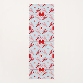 Coastlight Blue & Red Lobster Muster Monogram Yogamatte