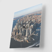 Coastline | Manhattan, New York City Quadratische Wanduhr (Winkel)