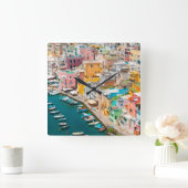 Coastline | Naples Italy Quadratische Wanduhr (Zuhause)