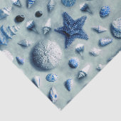 Coasto Indigo Blue Starfish Seashells Beach Foto Seidenpapier (Ausschnitt)