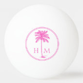 Coastrosa und weißes Palmetto Palm Monogramm Tischtennisball (Rückseite)