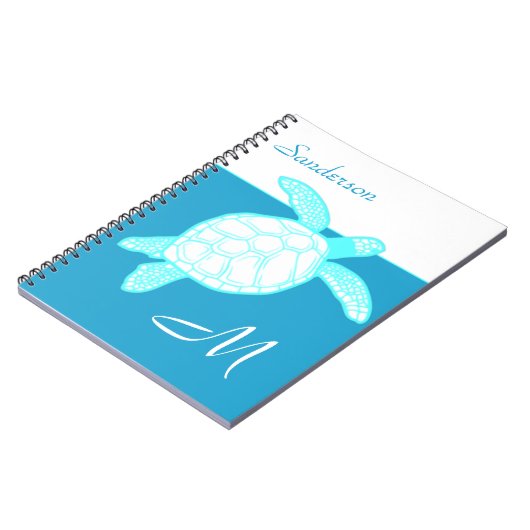 CoastSea Turtle Blue Aquamarin White Notebook Notizblock (Linke Seite)