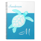 CoastSea Turtle Blue Aquamarin White Notebook Notizblock (Vorderseite)