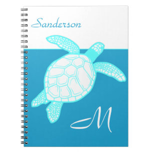 CoastSea Turtle Blue Aquamarin White Notebook Notizblock