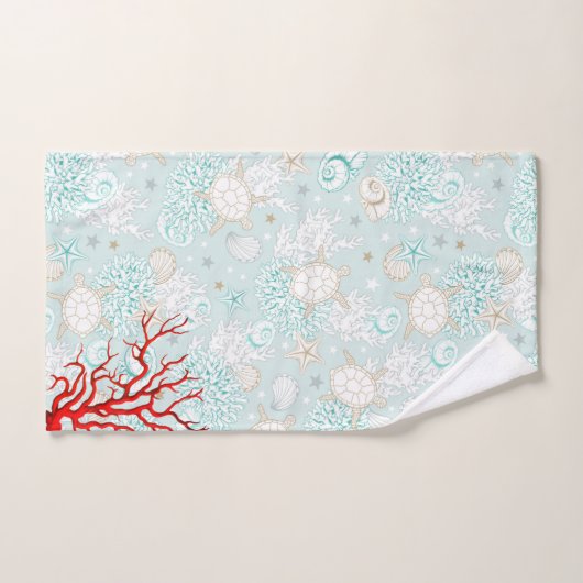 Coaststyle schöne hellblaue rote Koralle Handtuch (Handtuch)