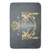 Coat of Arms Metallic Blue Gold Lion Ombre Emblem Badematte (Vorderseite Vertikal)