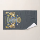 Coat of Arms Metallic Blue Gold Lion Ombre Emblem Badhandtuch Set (Handtuch)