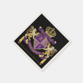 Coat of Arms Monogram Emblem Golden Lion Shield Serviette (Ecke)