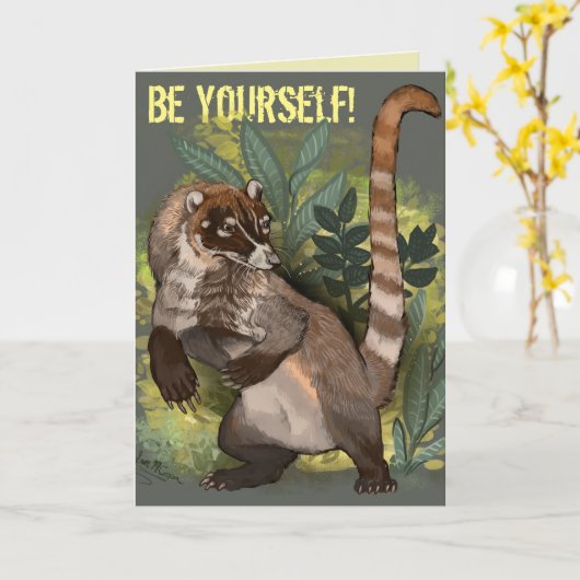 Coatamundi oder Weißnasen-Coati Karte (Gelbe Blume)