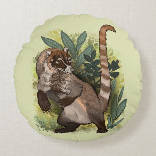 Coatamundi oder Weißnasen-Coati Rundes Kissen (Vorderseite)