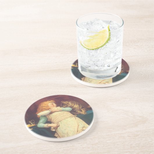 Coaxing besser als Teasing Charles Burton Barber Sandstein Untersetzer (Seite)