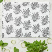 Cob-Ikone mit schwarz-weiß Mais und Blätter Geschirrtuch (Gefaltet)