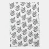 Cob-Ikone mit schwarz-weiß Mais und Blätter Geschirrtuch (Vertikal)