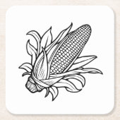 Cob-Ikone mit schwarz-weiß Mais und Blätter Rechteckiger Pappuntersetzer (Vorderseite)