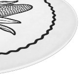 Cob-Ikone mit schwarz-weiß Mais und Blätter Schneidebrett (Ecke)