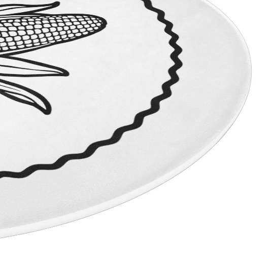 Cob-Ikone mit schwarz-weiß Mais und Blätter Schneidebrett (Ecke)