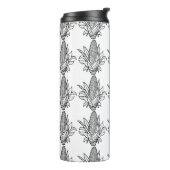 Cob-Ikone mit schwarz-weiß Mais und Blätter Thermosbecher (Nach links gedreht)