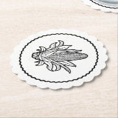 Cob-Ikone mit schwarz-weiß Mais und Blätter Untersetzer (angewinkelt)