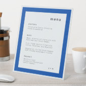 Cobald blue wedding menu Pedestal Sign Sockelschild (In Situ)