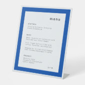 Cobald blue wedding menu Pedestal Sign Sockelschild (Vorderseite)