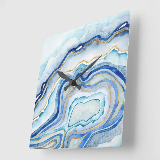 Cobalt Agate II Quadratische Wanduhr (Winkel)