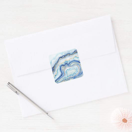 Cobalt Agate II Quadratischer Aufkleber (Umschlag)
