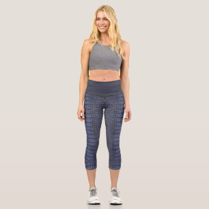 Cobalt Alligator Textur drucken Capri Leggings