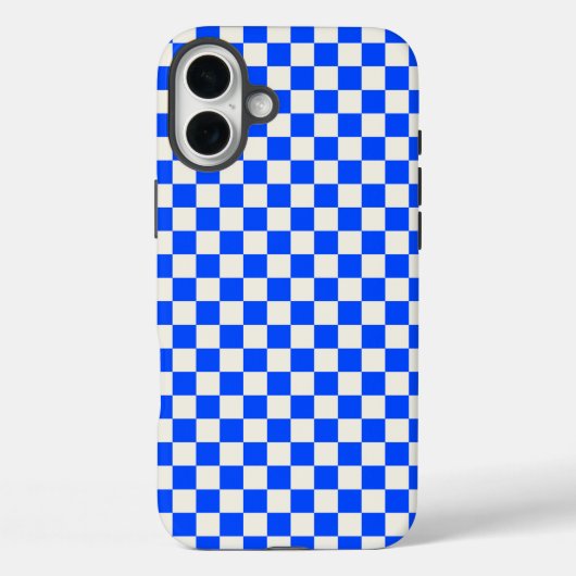 Cobalt and cream checkerboard pattern Case-Mate iPhone hülle (Rückseite)