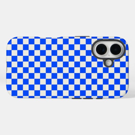 Cobalt and cream checkerboard pattern Case-Mate iPhone hülle (Rückseite (Horizontal))