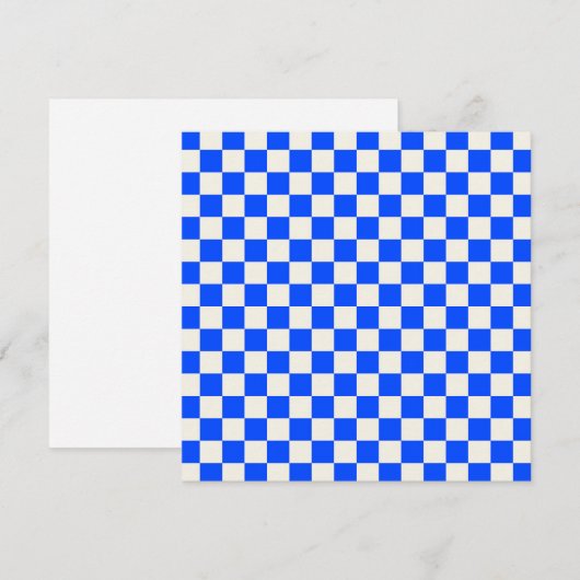 Cobalt and cream checkerboard pattern dankeskarte (Vorne/Hinten)