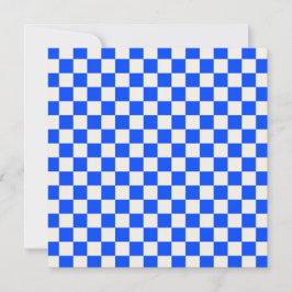 Cobalt and cream checkerboard pattern dankeskarte