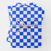 Cobalt and cream checkerboard pattern geschenkpapier set (Beispiel)
