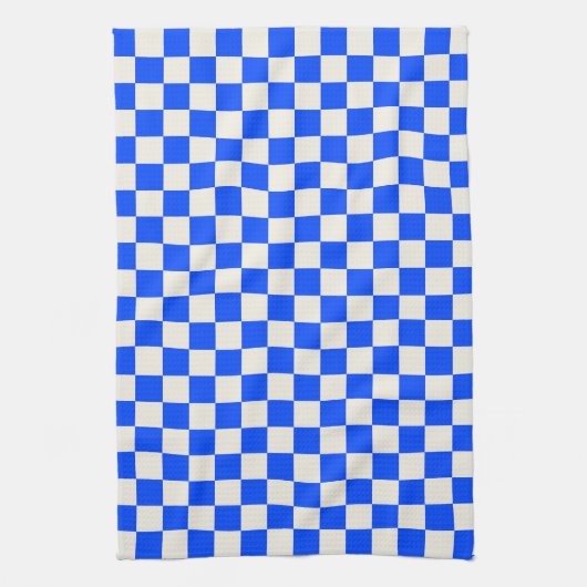 Cobalt and cream checkerboard pattern geschirrtuch (Vertikal)