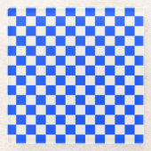 Cobalt and cream checkerboard pattern glasuntersetzer (Vorderseite)
